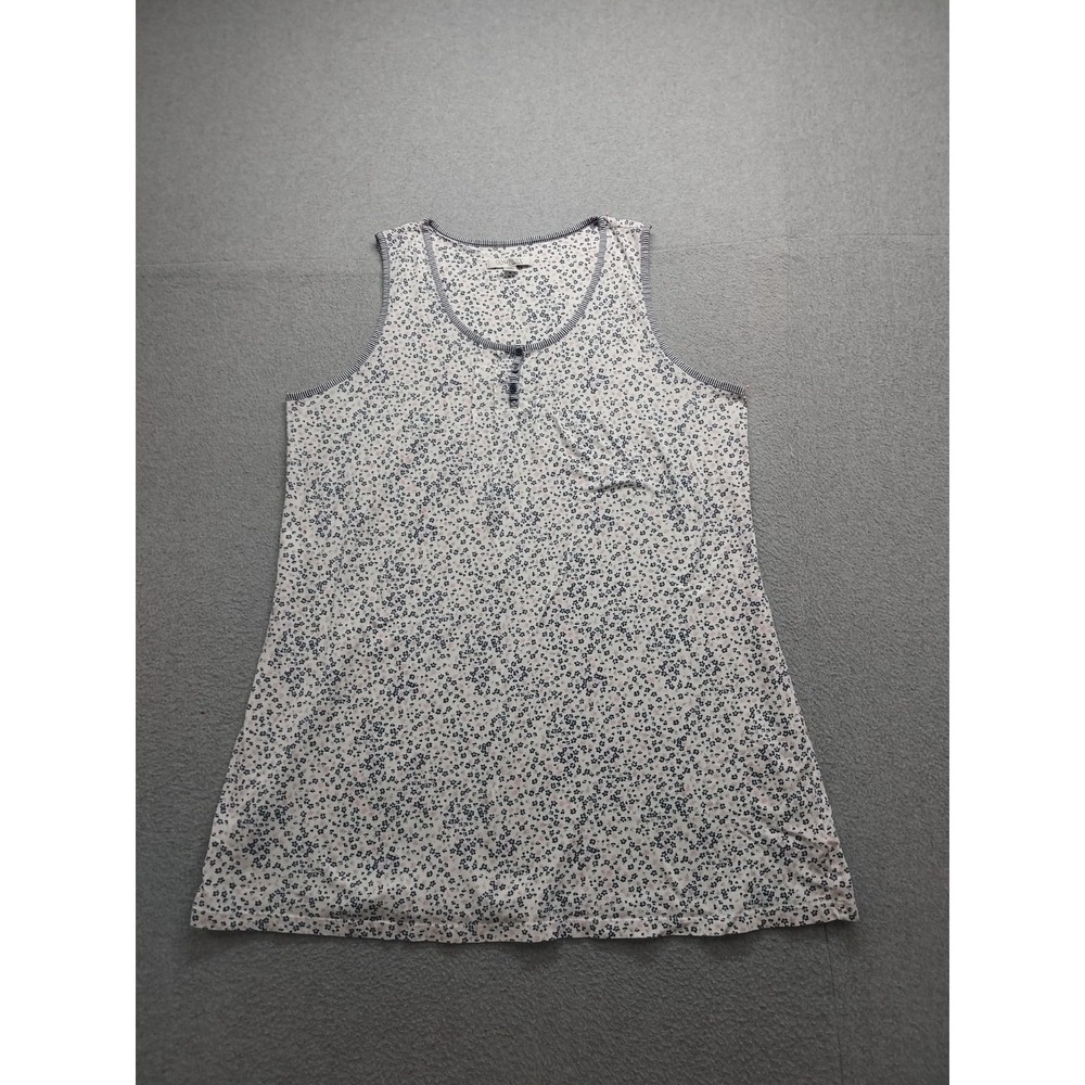 Ellen Tracy Women Top 3X Multicolor Leaf Print Sleeveless Round Neck Logo Casual
